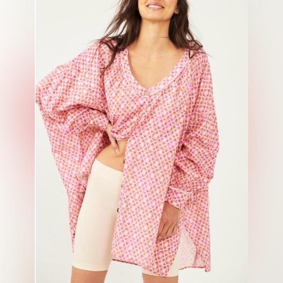 Free People Other - NWT Free People Care FP Linen Daydream Sleepshirt Candy Combo XS